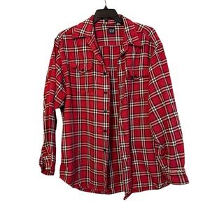 Gap men’s‎ red plaid button , size XL